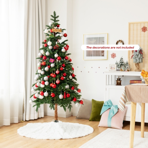 Gymax 6 FT Pre-Lit Artificial Slim Pencil Christmas Tree Faux-Pine Tree w/ LED lights