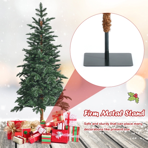 Gymax 6 FT Pre-Lit Artificial Slim Pencil Christmas Tree Faux-Pine Tree w/ LED lights