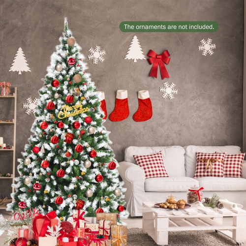 Gymax 7.5 FT Pre-lit Snow Sprayed Christmas Tree Artificial Xmas Tree w/ 8 Lighting Modes