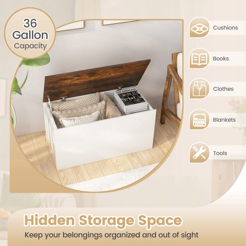 Gymax Flip-top Storage Chest Lift Top Storage Bench Wooden Deck Box Toy Box