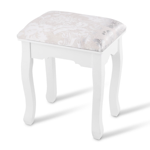 Topbuy Removable Mirror Vanity Table Unit Makeup Set w/ Padded Stool & 5 Dawers White