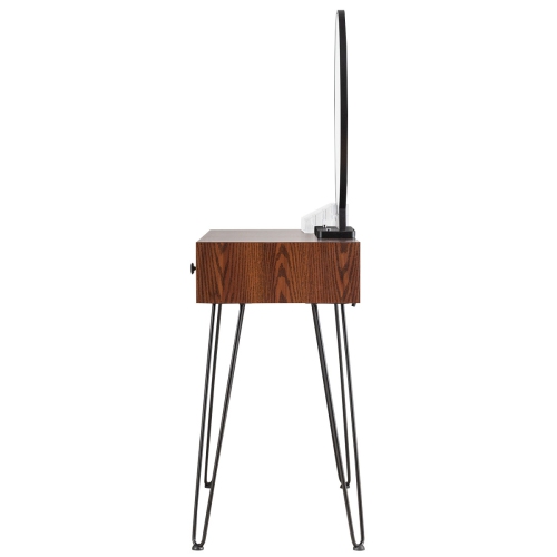 Topbuy Vanity Table Set Makeup Dressing Desk with Cushioned Stool & Lighted Mirror Coffee