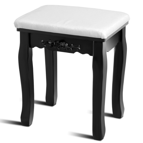 Topbuy Oval Vanity Mirror Dressing Table Beauty Dresser w/ Cushioned Bench Black