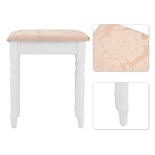 Topbuy Tri Folding Vanity Mirror Makeup Table Set W/4 Drawers & Stool White