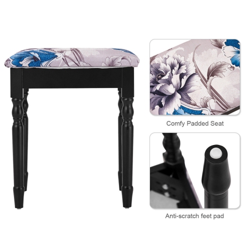 Topbuy Tri Folding Vanity Mirror Makeup Table Set W/4 Drawers & Stool White