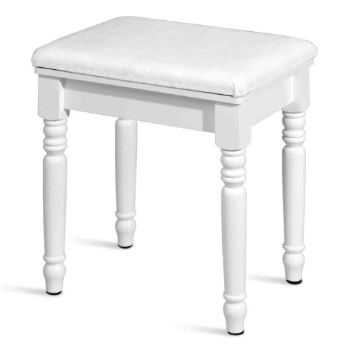 Topbuy Vanity Makeup Dressing Table Set w/ Drawer Mirror Necklace Hook White