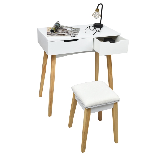 Topbuy Makeup Vanity Table W/Flip Top Mirror 2-in-1 Dresser & Stool