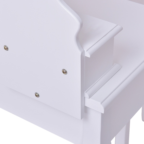 Topbuy Oval Vanity Mirror Dressing Table Beauty Dresser w/ Cushioned Bench White