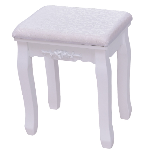 Topbuy Oval Vanity Mirror Dressing Table Beauty Dresser w/ Cushioned Bench White