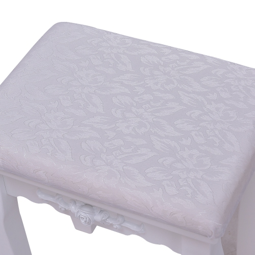 Topbuy Oval Vanity Mirror Dressing Table Beauty Dresser w/ Cushioned Bench White