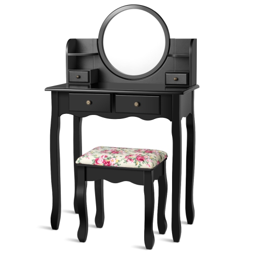 Topbuy Vanity Table Set w/Detachable Mirror & Stool