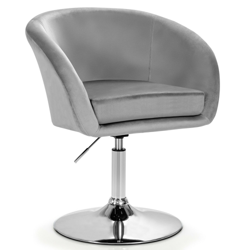 GYMAX  Modern Velvet Chair Height Adjustable Bar Stool 360° Swivel Makeup Seat