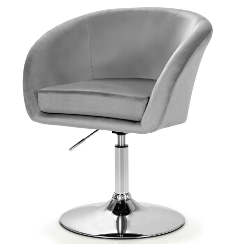 Gymax Modern Velvet Chair Height Adjustable Bar Stool 360° Swivel Makeup Seat