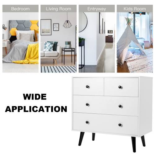 Gymax 4-drawer Storage Dresser Chest of Drawers Storage Cabinet Organizer Unit