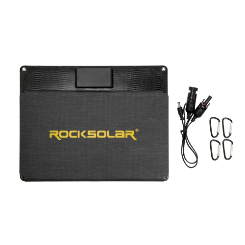 ROCKSOLAR RSSP30 30W Foldable Solar Panel, 12V Monocrystalline Waterproof Kit with DC/USB/USB QC3.0/USB Type-C PD Outlets