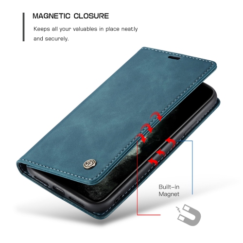 CaseMe Wallet Case Anti-Fall Retro Handmade Leather Magnetic Case Card Slot for iPhone 13 Pro Max - Free Shipping