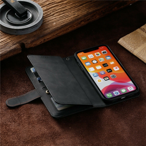 WillCase Wallet Leather Magnetic Case Shockproof Leather Zipper Flip Cover Credit Card Holder for iPhone 13 Pro - Free Shipping