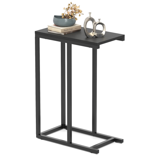 TOPBUY  C-Shaped End Table Modern Sofa Side Table With Adjustable Foot Pads