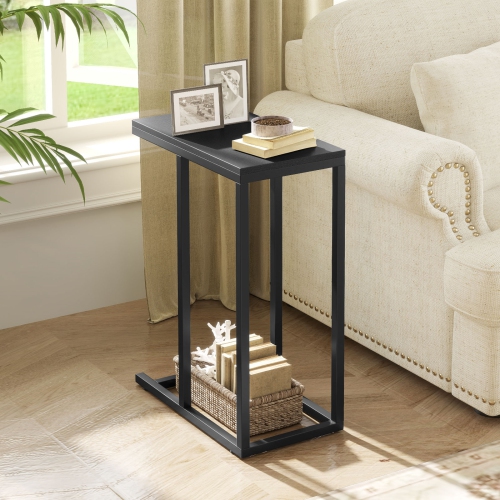 Topbuy C-shaped End Table Modern Sofa Side Table with Adjustable Foot Pads