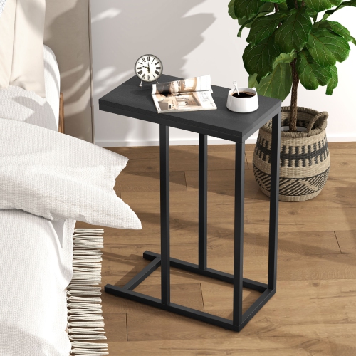 Topbuy C-shaped End Table Modern Sofa Side Table with Adjustable Foot Pads