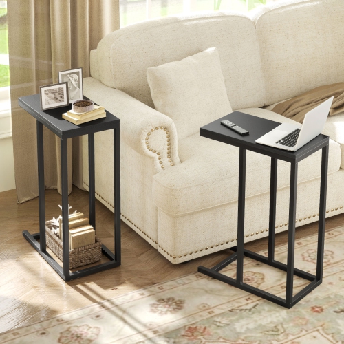 Topbuy C-shaped End Table Modern Sofa Side Table with Adjustable Foot Pads