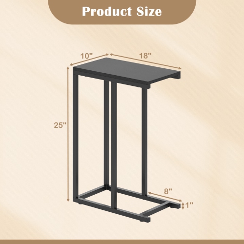 Topbuy C-shaped End Table Modern Sofa Side Table with Adjustable Foot Pads