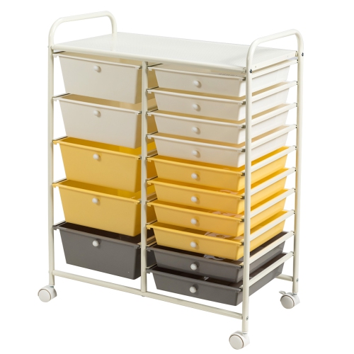 Topbuy 15-Drawer Rolling Trolley Mobile Storage Cart Tools Scrapbook Paper Organizer