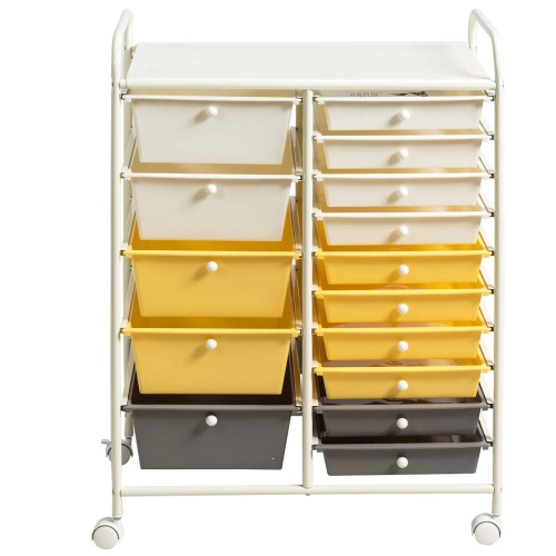 Topbuy 15-Drawer Rolling Trolley Mobile Storage Cart Tools Scrapbook Paper Organizer