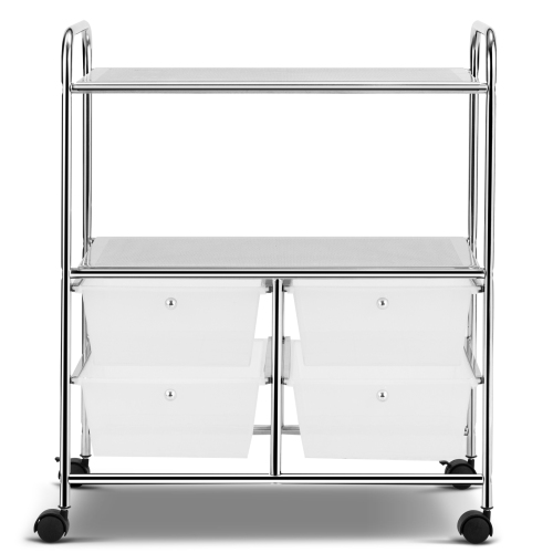 Topbuy 4-Drawer Rolling Storage Cart Metal Rack Organizer Shelf with Wheels Clear