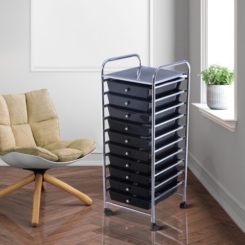 Topbuy 10Drawer Scrapbook Paper Organizer Rolling Storage Cart Home Office Black
