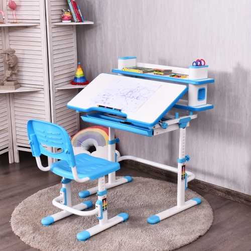 TopBuy – Ensemble de chaises de bureau à hauteur réglable pour enfants, bleu