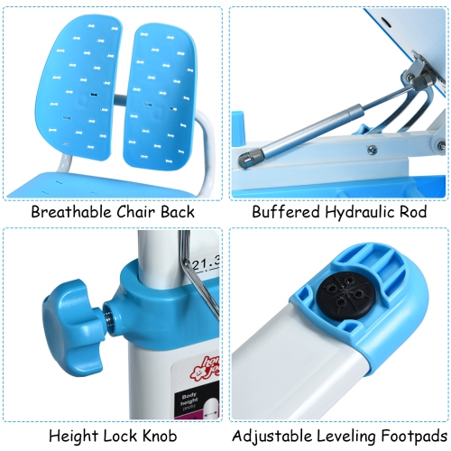 TopBuy – Ensemble de chaises de bureau à hauteur réglable pour enfants, bleu