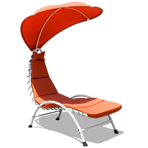 Topbuy Patio Chaise Chaise Lounge Chair with Canopy Cushioned Canopy Lounger