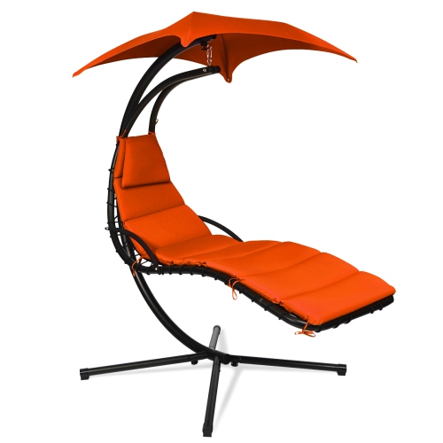Topbuy Patio Hammock Chair Floating Hanging Chaise Lounge Chair W/ Canopy Orange/Turquoise/Blue