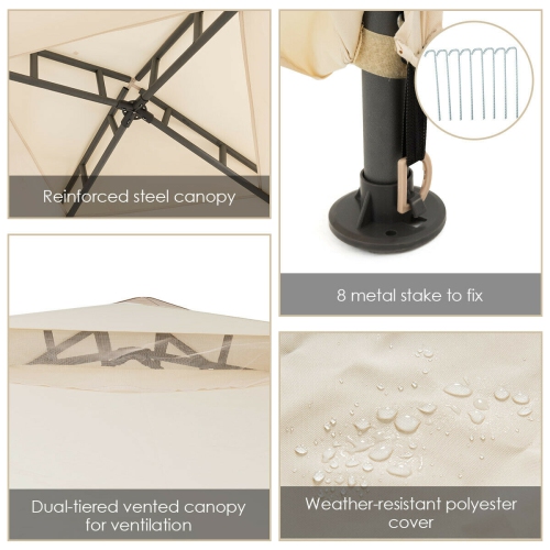 Topbuy 10' x 10' 2-tier Outdoor Netting Canopy Sun Shade Gazebo Tent for Picnic Party