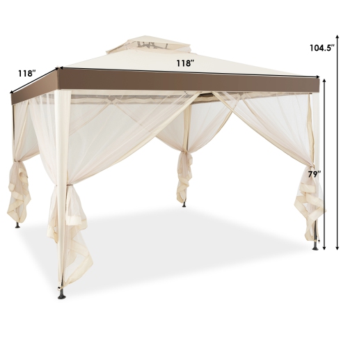 Topbuy 10' x 10' 2-tier Outdoor Netting Canopy Sun Shade Gazebo Tent for Picnic Party