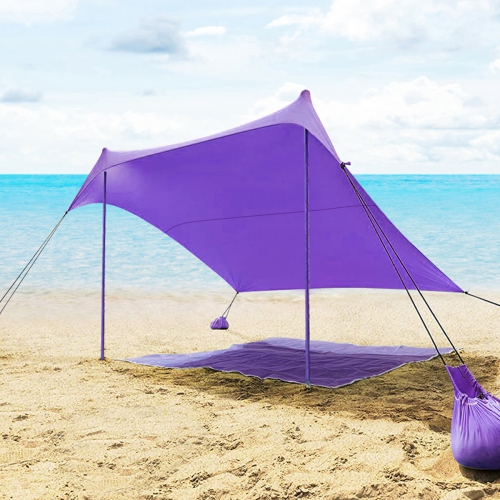 Topbuy 7'x7' Beach Tent Canopy w/ 4 Poles Sandbag Anchors UPF50+ Blue/Green/Purple
