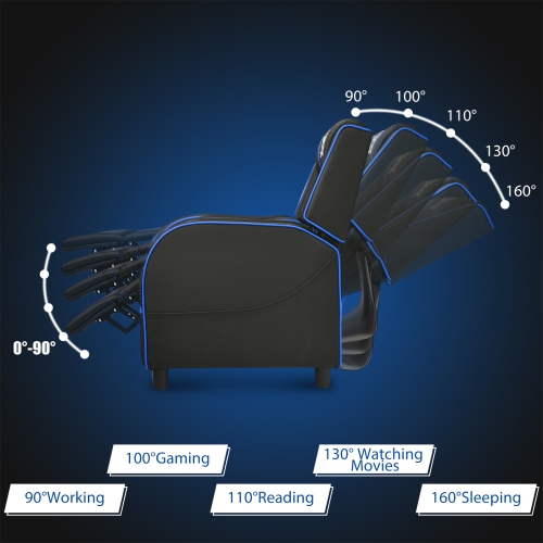 Topbuy PU Leather Gaming Recliner Chair Single Massage Lounge Sofa with Lumbar Cushion