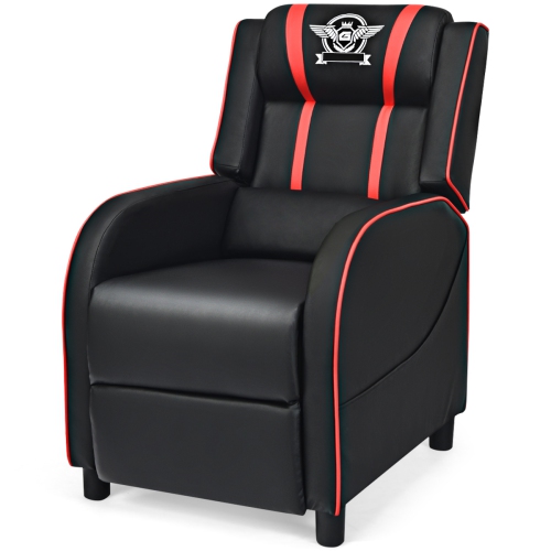 Topbuy PU Leather Gaming Recliner Chair Single Massage Lounge Sofa with Lumbar Cushion
