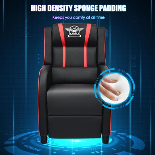 Topbuy PU Leather Gaming Recliner Chair Single Massage Lounge Sofa with Lumbar Cushion