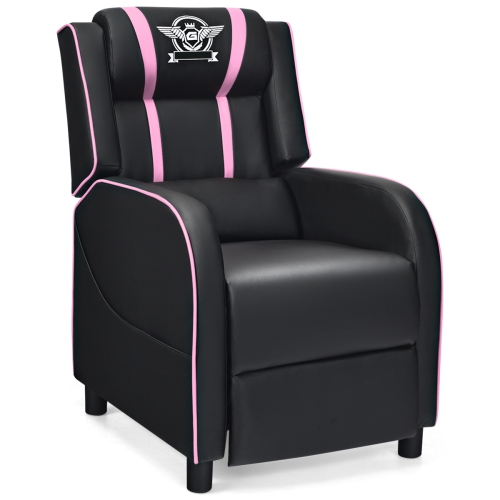 TOPBUY  Pu Leather Gaming Recliner Chair Single Massage Lounge Sofa With Lumbar Cushion