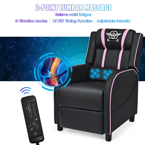 Topbuy PU Leather Gaming Recliner Chair Single Massage Lounge Sofa with Lumbar Cushion