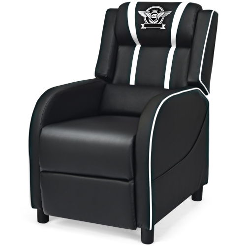 Topbuy PU Leather Gaming Recliner Chair Single Massage Lounge Sofa with Lumbar Cushion