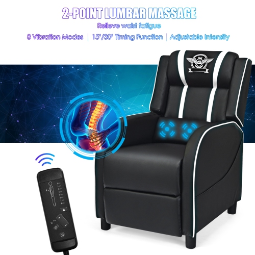 Topbuy PU Leather Gaming Recliner Chair Single Massage Lounge Sofa with Lumbar Cushion