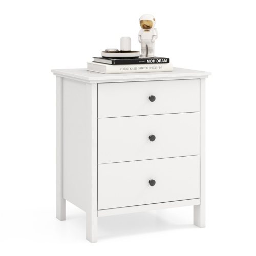 TOPBUY  3-Drawer Modern Nightstand Bedside Table Wooden End Table White/black