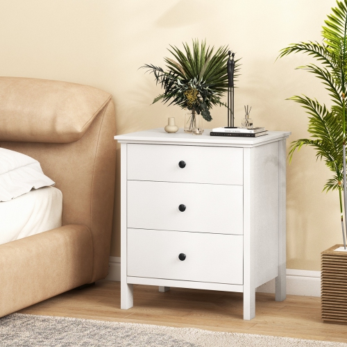 Topbuy 3-Drawer Modern Nightstand Bedside Table Wooden End Table White/Black