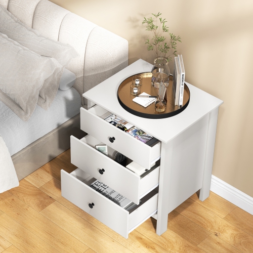 Topbuy 3-Drawer Modern Nightstand Bedside Table Wooden End Table White/Black