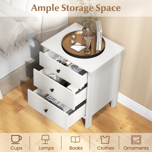 Topbuy 3-Drawer Modern Nightstand Bedside Table Wooden End Table White/Black