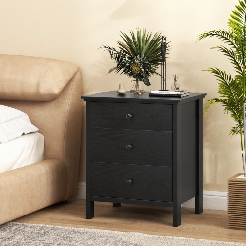 Topbuy 3-Drawer Modern Nightstand Bedside Table Wooden End Table White/Black