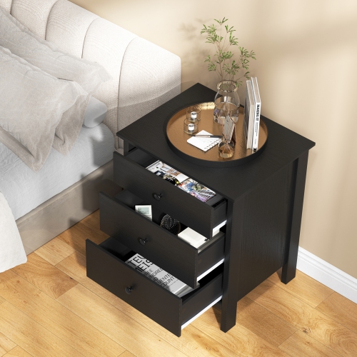 Topbuy 3-Drawer Modern Nightstand Bedside Table Wooden End Table White/Black